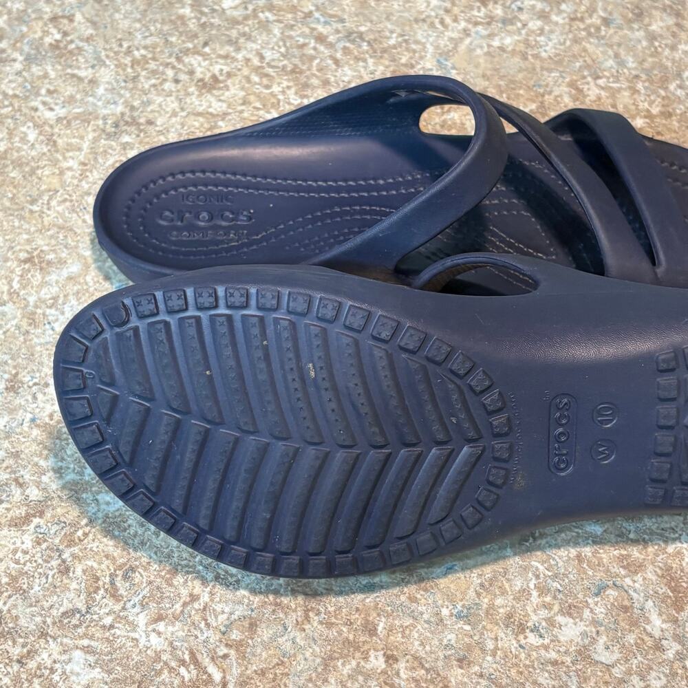Crocs Kadee II Navy Blue Slip On Comfort Strappy Sandals Size 10 Women's - Picture 6 of 8